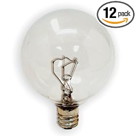 GE 17730-12 40 Watt Decorative Candelabra Globe G16.5 Light Bulb, Crystal Clear, 12-Pack by General Electric