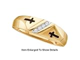 Mens Crosses Yellow Gold Diamond Wedding Band