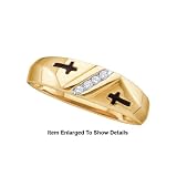 Mens Crosses Yellow Gold Diamond Wedding Band
