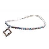 Anklet - A76 - Swarovski (tm) Crystal - Stretch ~ Mixed Colors with Diamond Charm