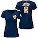 Derek Jeter #2 New York Yankees MLB Women's Gold Name & Number T-Shirt with Retirement Logo