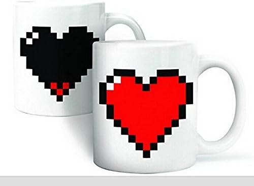 Magic Morning Mug Coffee Tea Milk Hot Cold Heat Sensitive Color-changing Mug Cup(Pixel Heart Morphing Mug)