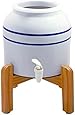New Wave Enviro Porcelain Dispenser with Wood Counter Stand, Blue Striped