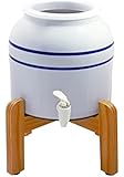 New Wave Enviro Porcelain Dispenser with Wood Counter Stand, Blue Striped