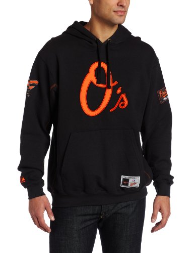 MLB Men's Baltimore Orioles Be Proud Long Sleeve Hooded Fleece Pullover, Black/Dark Orange, X-Large