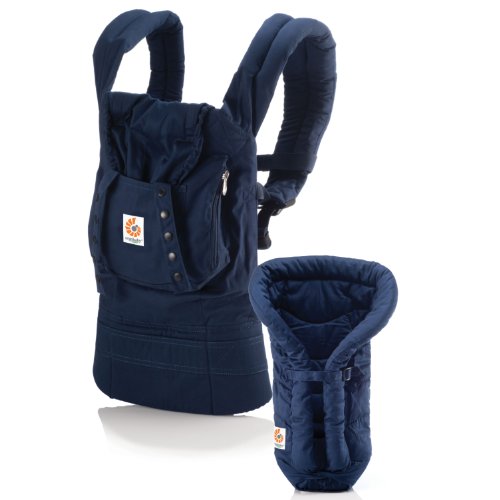 ERGObaby Organic Bundle of Joy Carrier and Infant Insert, Navy/Midnight