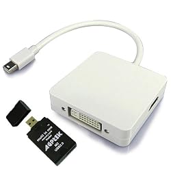 Mini DisplayPort to HDMI DVI DisplayPort Cable Adapter for Apple MacBook MacBook Pro MacBook Air w/ AGPtek USB 2.0 All-in-One Card Reader