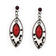 Rojo Hematite Tone Siam Red Marquise Frame Earrings