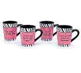 I'm a Big Deal Zebra Striped Coffee Mugs Set of 4 Funny