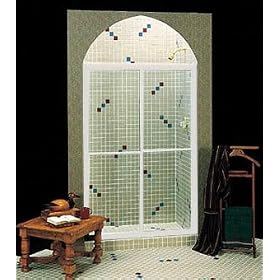 Supreme Sliding Shower Door Basco Obscure Glass , Cream Finish Height 55 3/4'' Width 50"-52"