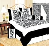 New Black and White Zebra 7Pcs Queen Size Flocking Comforter Set