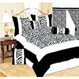 New Black and White Zebra 7Pcs Queen Size Flocking Comforter Set