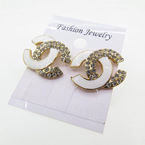 Greatmate Luxury Earrings Rhinestone Milk White Letters