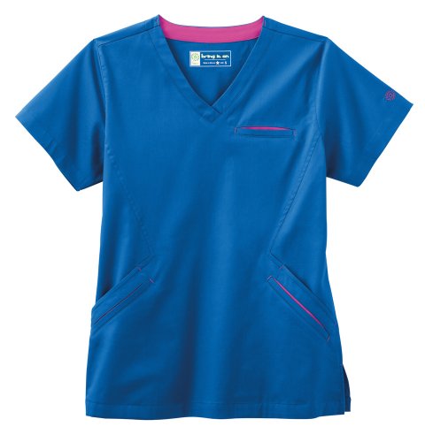 White Swan B.I.O. V-Neck Scrub Top with Contrast Details