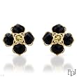 FPJ Exquisite Earrings With 0.50ctw Precious Stones - Genuine Onyxes and Quartz Beautifully Crafted in 14K Yellow Gold. Total item weight 6.6g Length 20mm
