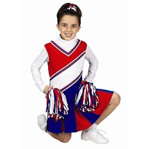 Get Real Gear Red, White and Blue Jr. Cheerleader Outfit with matching Pom Poms, Size 6 8 by