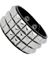 Leather Silver Stud Wristband 80s Gothic Punk Glam Emo