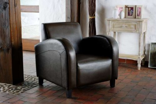 Ledersessel , Sessel mit Kunstlederbezug,braun