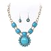 Gold Chain Turquoise Necklace and Earrings Set Fashion Jewelry