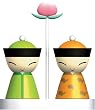 Alessi Mr. & Mrs. Chin Salt and Pepper Set - Green/Yellow