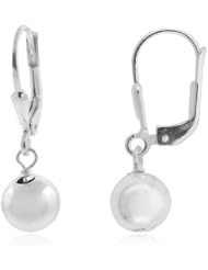 Sterling Silver Polished Bead Leverback Earrings
