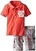 Calvin Klein Baby-Boys Infant Orange Polo Top with Plaid Cargo Shorts