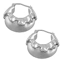 14 Karat White Gold Satin & Polish Finished Electroform Style Hoop Earrings