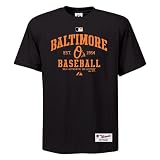 MLB Baltimore Orioles Adult Short Sleeve Basic Crew Neck Tee (Pro Black, Medium)