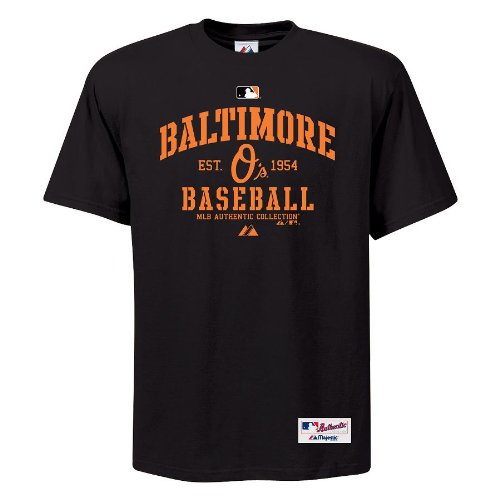 MLB Baltimore Orioles Adult Short Sleeve Basic Crew Neck Tee (Pro Black, X-Large)