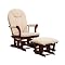 Kendall Sleigh Style Glider Rocker and Ottoman Value Set- Cherry Finish with Beige Micro Fiber