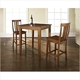 3-Piece Pub Dining Set with Cabriole Leg and Shield Back Stools in Classic  ....