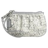 Coach Signature Lurex Wristlet Case Bag 42036 Silver
