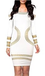 Cocktail Above the Knee Cutout Polyester/Rayon/Spandex General Print Long Sleeves Evening Dress/Wedding Party Dress 