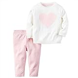 カーターズ（Carter's）女の子用白xピンクハート薄手ニットセーター&ピンクドットパンツお出かけ用上下2点セット (6months(61-67cm)) [並行輸入品]