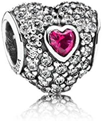 Qinger In My Heart Clear CZ and Ruby For Pandora Bracelet Beads 791168SRU