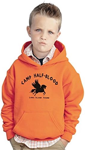 Camp Half-Blood Kids Hooded Sweatshirt (X-Large, Orange)