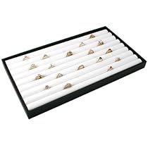 White Ring Jewelry Display Case Box Black Tray Showcase