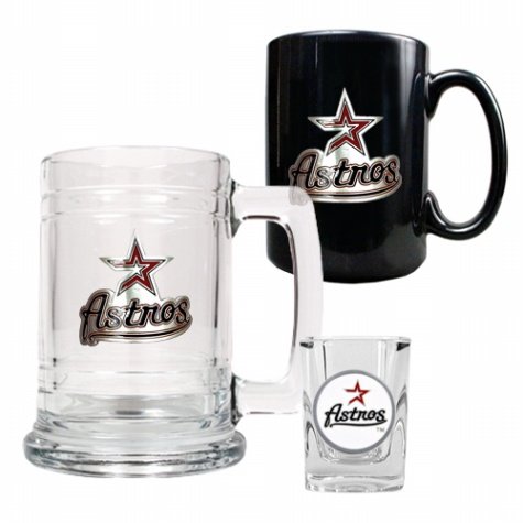 MLB Houston Astros 15oz Tankard, 15oz Ceramic Mug and 2oz Shot Glass Set  (Primary Logo)