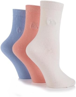 Pringle Women's 3 Pair Tiffany Plain Trouser Socks 4-8 Ladies Snow / Pink / Blue