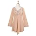Asymmetric Hem Floral Embroidered Beige Cotton Tunic (Petite, Tall & Misses Sizes XS-3X)