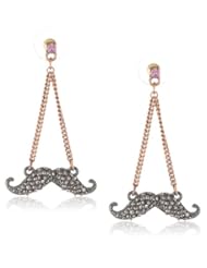 Betsey Johnson "Mysterious" Mustache Chandelier Drop Earrings