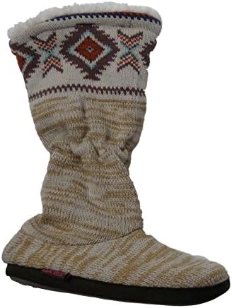 Lukees by Mukluks Tan Aztec Boot Style Slippers Southwest Faux Fur Booties