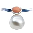 14K White Gold Paspaley South Sea Cultured Pearl and Coral Pendant - 11.00mm