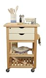 T&G Ashton Kitchen Trolley, Natural and Cream Hevea, Flat-Packed
