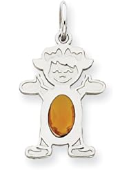 14K Wite Gold Girl 7x5 Oval Genuine Citrine-November