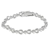 Sterling Silver CZ Heart Link Bracelet