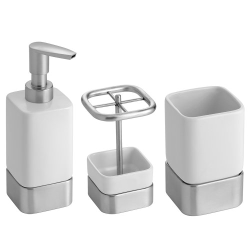 Buy Cheap InterDesign Gia 3Piece Bath Accessories Set, White Buy