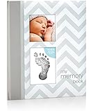 Pearhead Chevron Baby Book with Clean-Touch Ink Pad, Grey