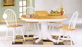 Natural & White 42 Round Dining Table & 4 Chairs