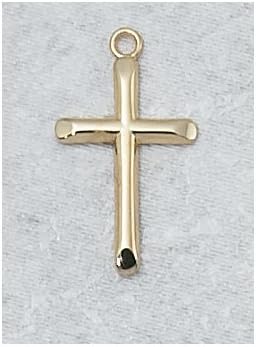 Gold Plated Over Sterling Silver Cross Medla with 18" Gold Plated Chain in Gift Box.